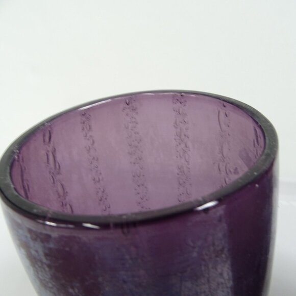 A Pair Vintage Deep Purple Amethyst Bubble‎ Hand Blown Glasses Highball - Picture 5 of 9